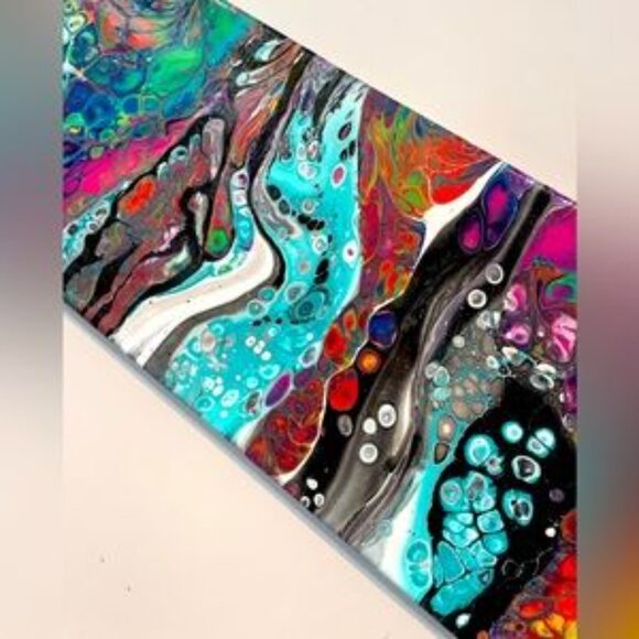 Original Acrylic “Rainbow Rivers” Painting Wall Art - Picture 3 of 5
